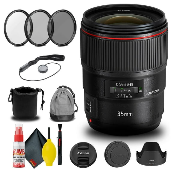 Canon EF 35mm f/1.4L II USM Prime Lens Bundle Filter Kit (International Model)