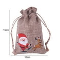 thumbnail image 5 of 5Pcs/Set Goodies Bag Drawstring Dust Proof Imitation Linen Tiny Jute Burlap Christmas Themed Printed Candy Pouch Party Supplies, 5 of 8