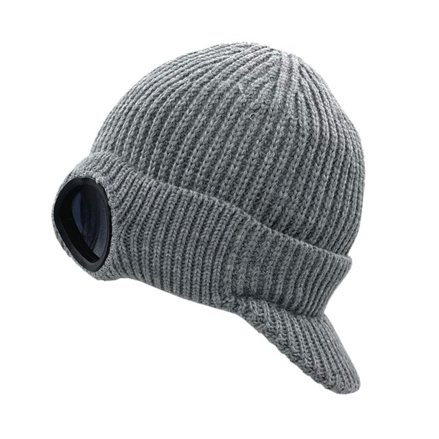 Gorro de Newsboy de punto para hombre, gorro grueso para esquí, gorro cálido a prueba para invierno con visera, elegante con borde , GRIS Colco Gorro de punto