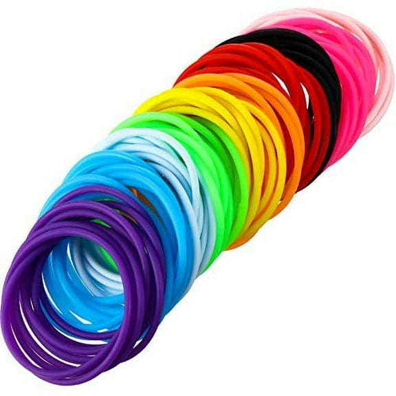 Casewin 100 Pcs Silicone Bracelets Assorted Colors Neon Bracelets Retro Bracelets Bands for 80s Party Favors for Women Girls Kids(10 Colors)