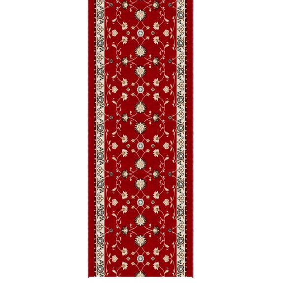 Ottomanson Runner Rug 1'10.5" x 7' Soft Non-Slip Indoor Runner, Mahal Red
