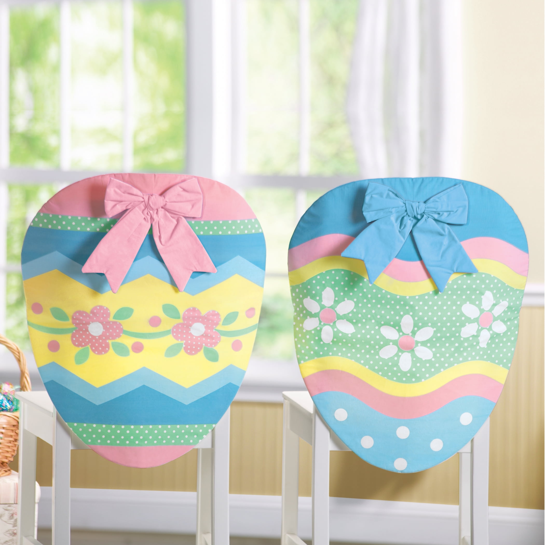 Festive Easter Egg Chair Back Covers Set of 2 Add
