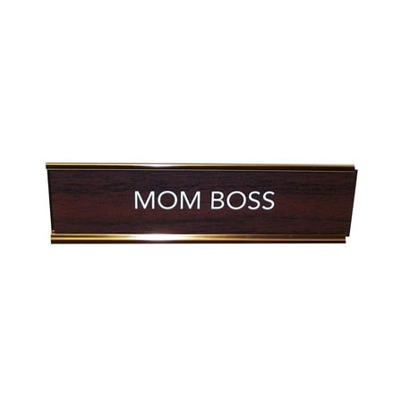 LEMONSODA Gold and Brown Desk Sign - (Mom Boss)