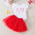 thumbnail image 2 of adviicd Ensemble 2 Pcs pour Filles Tout-Petits Haut à Manches Courtes à Volants et Jupe Boutonnée Rouge, 24m, 2 of 5