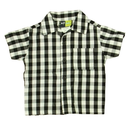 

Pre-owned Mick Mack Boys Black | White Button Down Short Sleeve size: 12 Months
