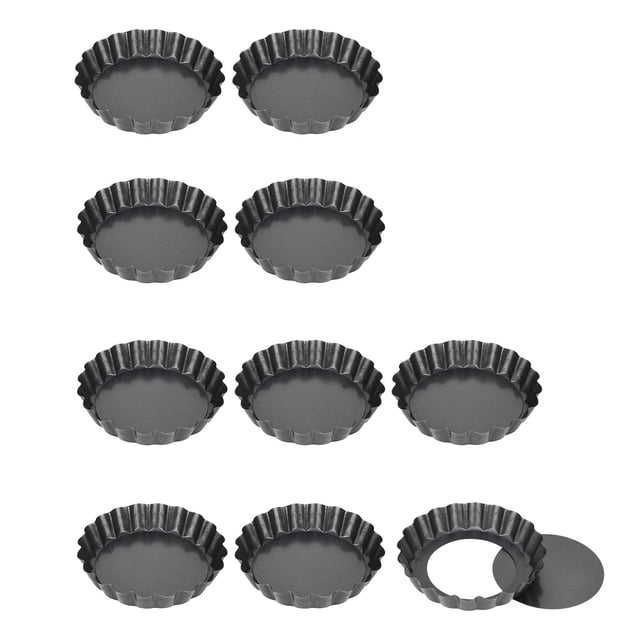 Con base elevable, molde para quiche con revestimiento antiadherente, pequeño, 10 cm, forma redonda