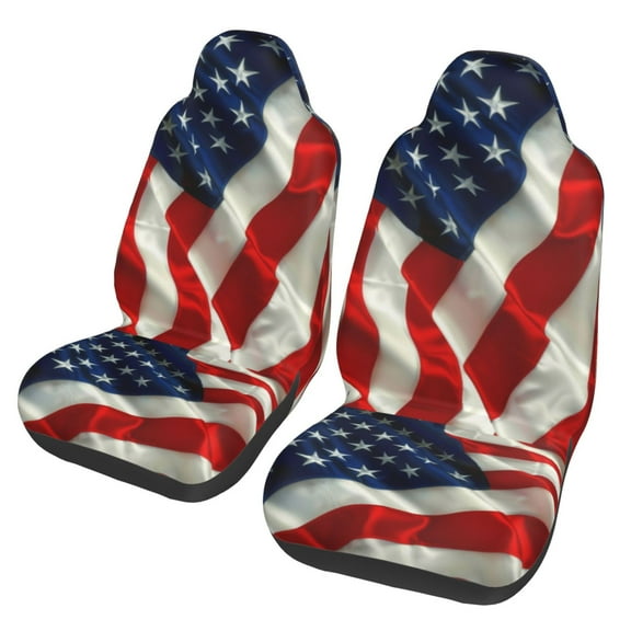 KAKALAD Original American Flag Usa Patriotic 02 Universal Car Accessories Seat Covers Set Front Vehicle Seats Protector 2 Pcs