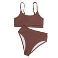 thumbnail image 5 of Sngxgn Women's Swimsuit Cut Out Straps Ribbed Swimwear Bathing Suits(Brown,XL), 5 of 6