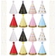 thumbnail image 4 of ColoMX 16 gorros de cono para fiestas de cumpleaños infantiles: Gorros de papel con pompones para niños y adultos - Tocados con purpurina para decorar, 4 of 8