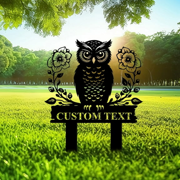 Custom Floral Owl Yard Stake Personalized Metal Sign, Perfect Garden Decor & Gift for Mom, Unique Owl Lover’s Gift, Durable