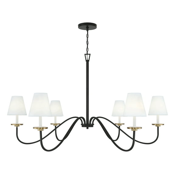 Trade Winds Ascend 6-Light Chandelier in Black with Natural Brass Accents