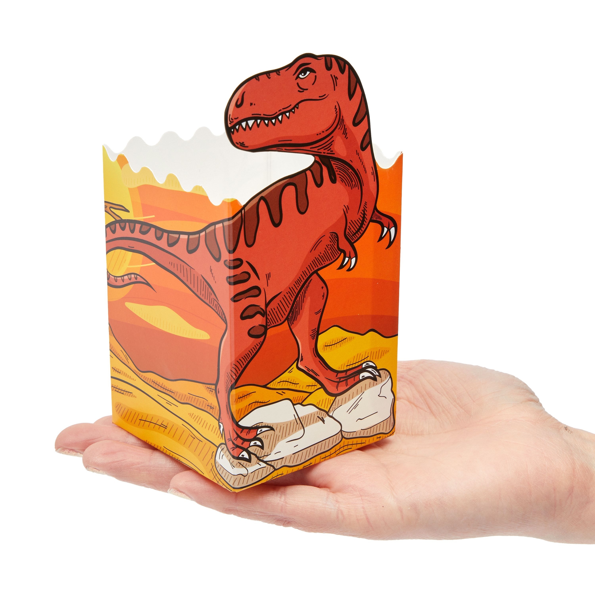 Coffret 12 Boîtes Pop-corn Dinosaures - Jetables, 7x7x11.5cm, Pour Anniversaire Enfants