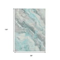 thumbnail image 3 of 8' X 10' Teal Blue And Silver Abstract Washable Indoor Outdoor Area Rug, 3 of 5