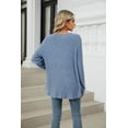 thumbnail image 3 of Women's Long Sleeve Knit Sweater Open Front Cardigan Button Loose Outerwear Tie Front Knot Tops, 3 of 3