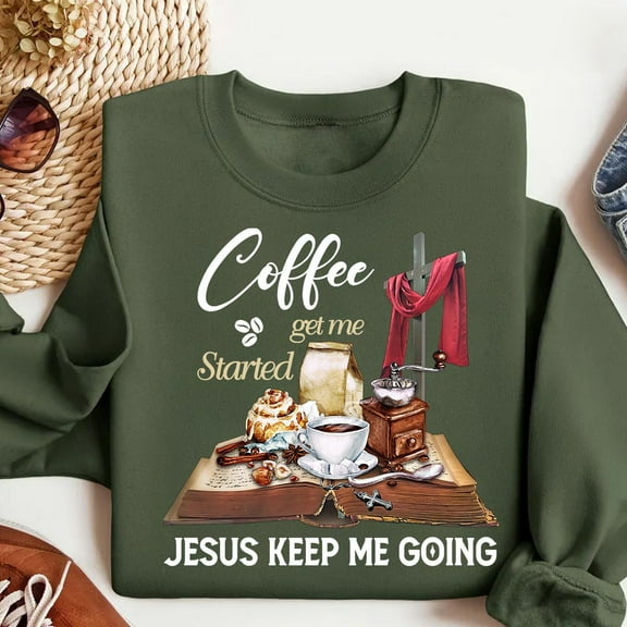 Coffee & Jesus Graphic Sweatshirt: Christian Faith Crewneck TSHIRT All Size S-5XL