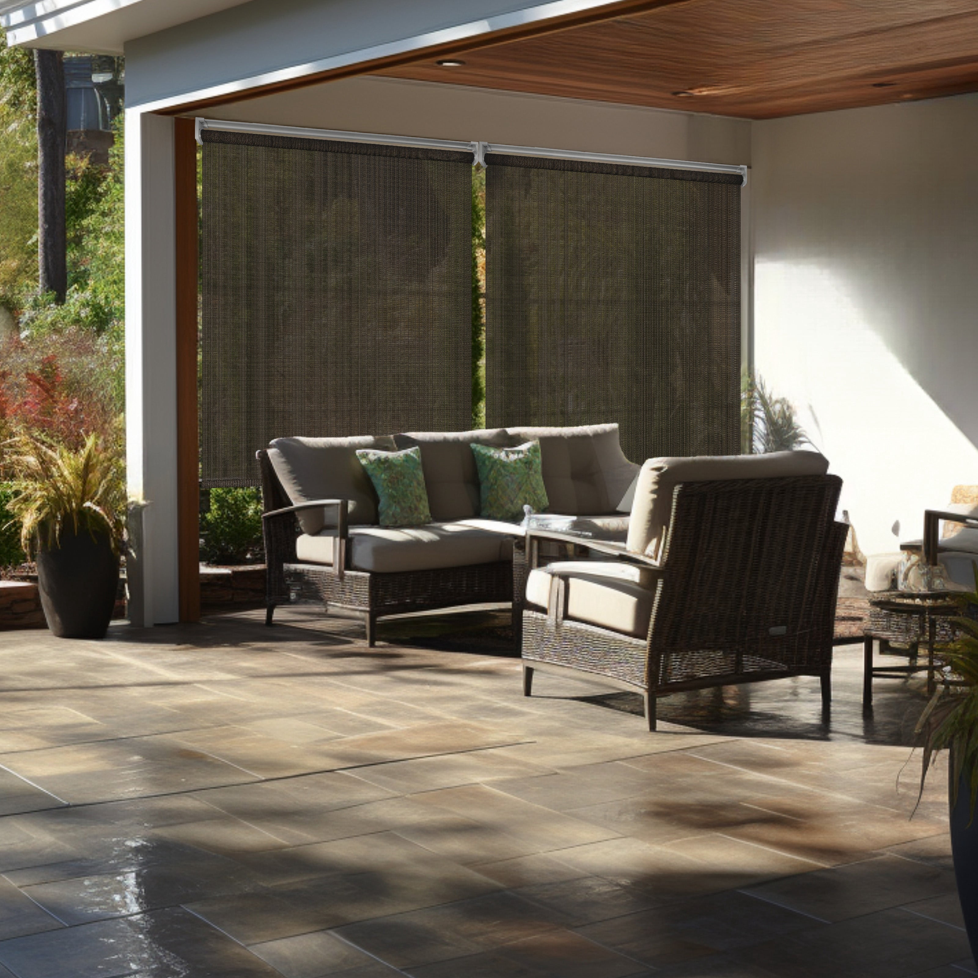 Chicology Exterior Outdoor Roller Shade Chocolate Chocolate - 85% UV Block, 30"W X 66"H