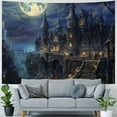 thumbnail image 4 of BCIIG Castle Full Moon Night Tapestry, Wolf Fantasy Medieval Town Wall Hangings Tapestry for Bedroom Living Room Office Dorm Man Cave Background, 4 of 6