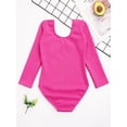 thumbnail image 4 of Hansber Girls Fleece Lined Bodysuit Long Sleeve Ballet Leotard Kids Dance Undergarment Thermal Hot Pink 120, 4 of 7