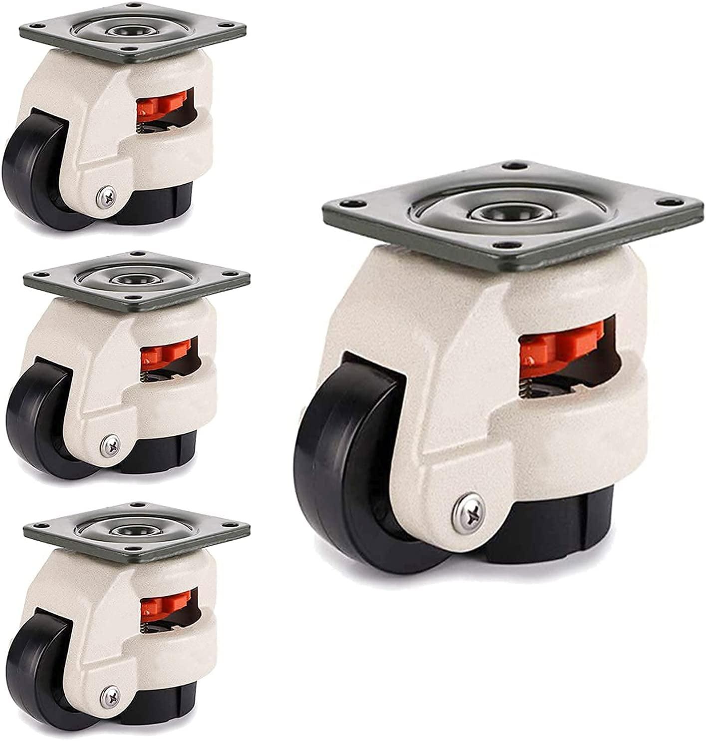 Workbench Casters,Heavy Duty Retractable Caster Designed,with Nylon Wheel and Rubber Foot,Retractable Workbench Caster,Loading Capacity 2200 Lbs,for Workbenches Machinery 