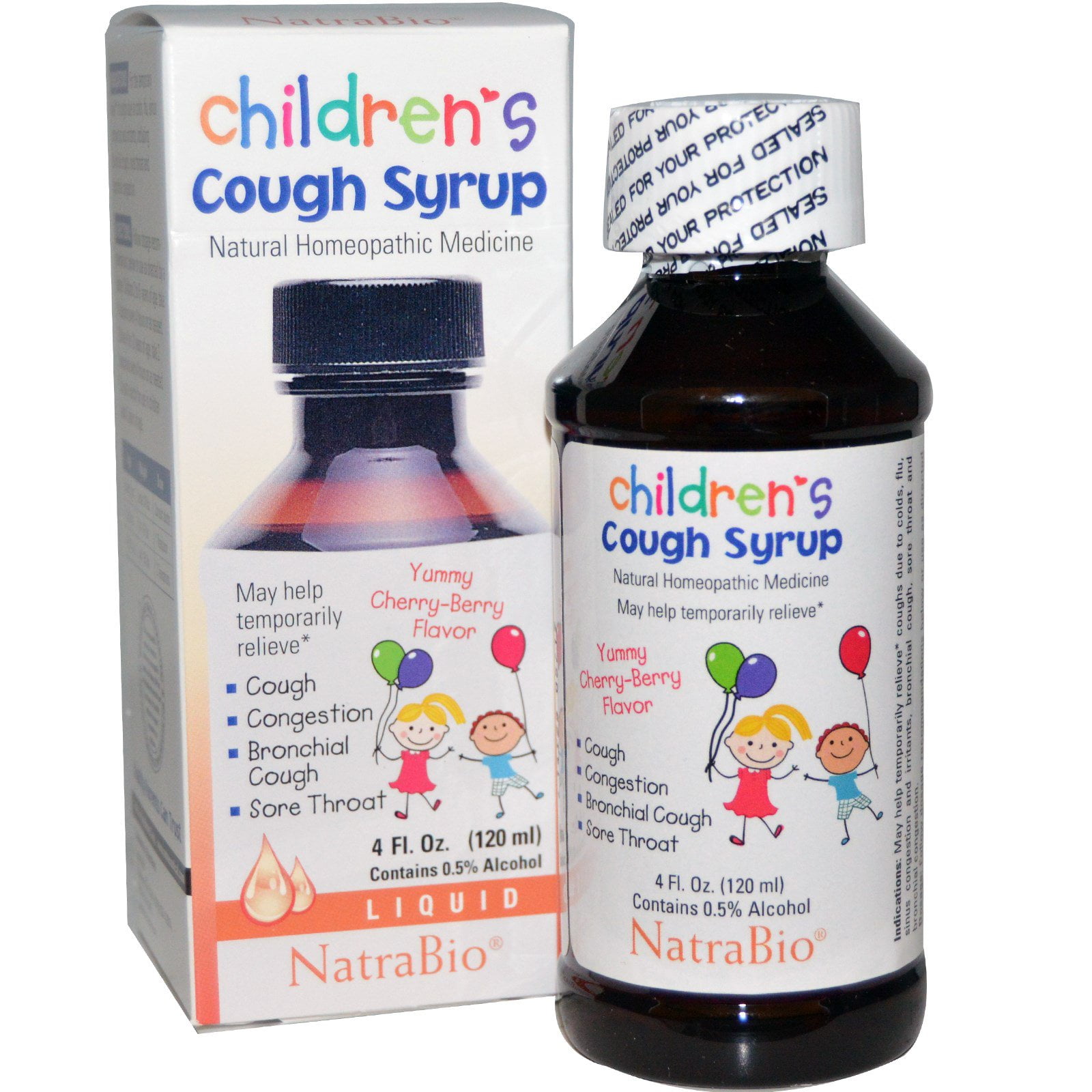NatraBio Children's Cough Syrup, Yummy CherryBerry Flavor, 4 fl oz