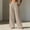 25#Beige, variant on Women's Summer Cotton And Linen Pants Solid Color Loose Straight Nine Leg Pants with Pockets for Casual Everyday Wear Black 2XL