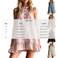 thumbnail image 3 of Women's Sleeveless Button up Mini Dress Stand Collar Ruffle Hem Loose Tank Dress, Solid Casual Swing Dress for Daily & Beach Outfits Pink, 3 of 6