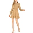 thumbnail image 4 of Allegra K Women's Ruffle Neck Cuff Hem Button Front Puff Sleeve Floral Dress, 4 of 6