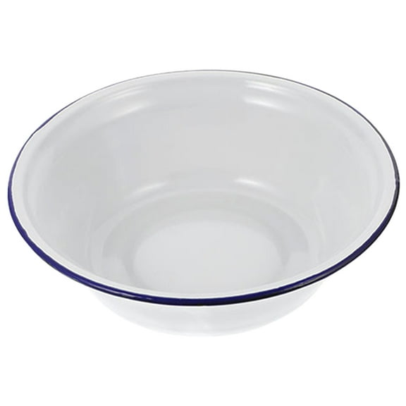 White Enamel Bowl 9.84 Inch Retro Kitchen Soup Holder Lightweight for Home Use