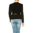 thumbnail image 3 of Collarless Button Down Belt Accent Fashion Jackets Women's, 3 of 7