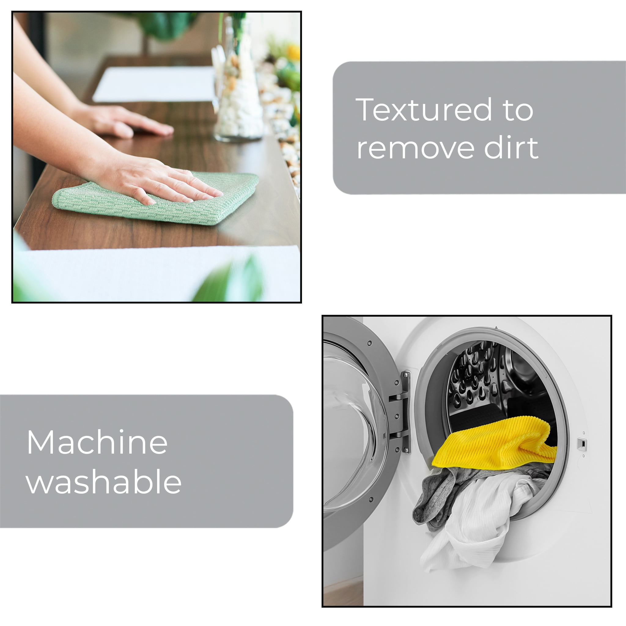 Solve™ Household Cleaning Cloths, Double-Sided Microfiber, Lint-Free and Reusable, Multi-Color, Set of 8