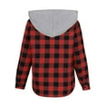 thumbnail image 5 of UQJfacai Boys Hoodies Shirts Kids Casual Button Down Plaid Shirt Fall Winter Long Sleeve Hooded Shacket Jackets with Pocket 5-14 Years, 5 of 6