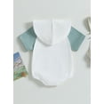 thumbnail image 4 of Arvbitana Infant Boys Girls Casual Rompers Contrast Color Short Sleeve Hooded Jumpsuits with Pocket Baby Bodysuits 0-24M, 4 of 8