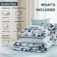 thumbnail image 5 of Regency Heights 9-Piece Queen Size Seersucker Comforter Set with Sheets, Texture Botanical Print Bed in A Bag, Blue Bedding Set with Comforter, Flat Sheet, Fitted Sheet with Side Pocket, 5 of 8