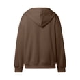 thumbnail image 5 of Women's Winter Zip Up Hoodie Jacket, Long Sleeve Loose Fit Pullover with Pocket, Casual Open Front Hooded Sweatshirt Outerwear Brown,S, 5 of 5