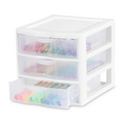 Sterilite ClearView Plastic Small 3 Drawer Organizer - Desktop Storage Unit, White, 6 Pack