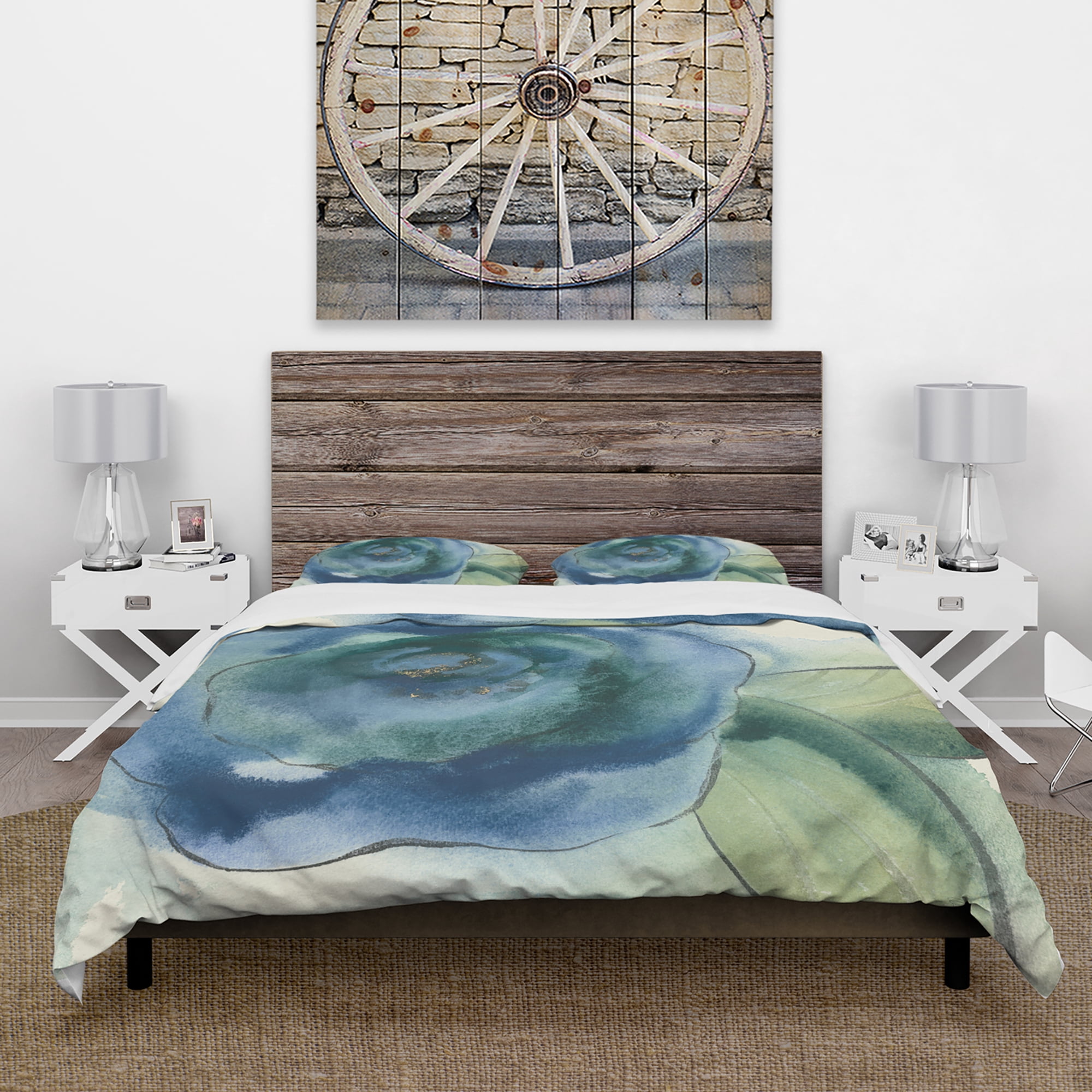 Designart 'Blue Floral Poppies I' Cottage Duvet Cover Set