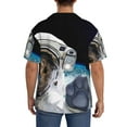 thumbnail image 5 of Balery Cat Astronaut Men's Casual Button Down Shirt Short Sleeve Textured Summer Cuban Beach Shirts-X-Large, 5 of 7