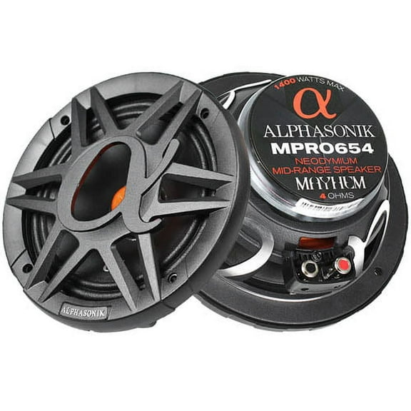 Alphasonik 6.5" Midrange Speakers 4 Ohm Neodymium Mayhem Series MPRO654 Pair