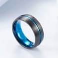 thumbnail image 5 of Blue Plating High Polished Band Mens 8mm Titanium Steel Black Brushed Ring 7-12#, 5 of 5