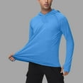 thumbnail image 2 of Fanxing Men's Sun Protection Hoodie with thumbholes UPF 50+ UV Long Sleeve Shirt Men Rash Guard Performance Fishing Hiking Shirt Light Blue,XXXL, 2 of 7