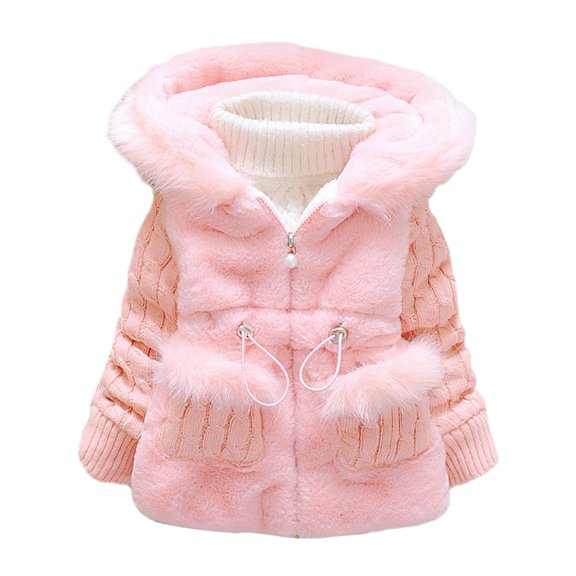 GYRATEDREAM Toddler Baby Girls Winter Fleece Coat Hooded Snowsuit Thicken Warm Jacket Outwear Overcoat