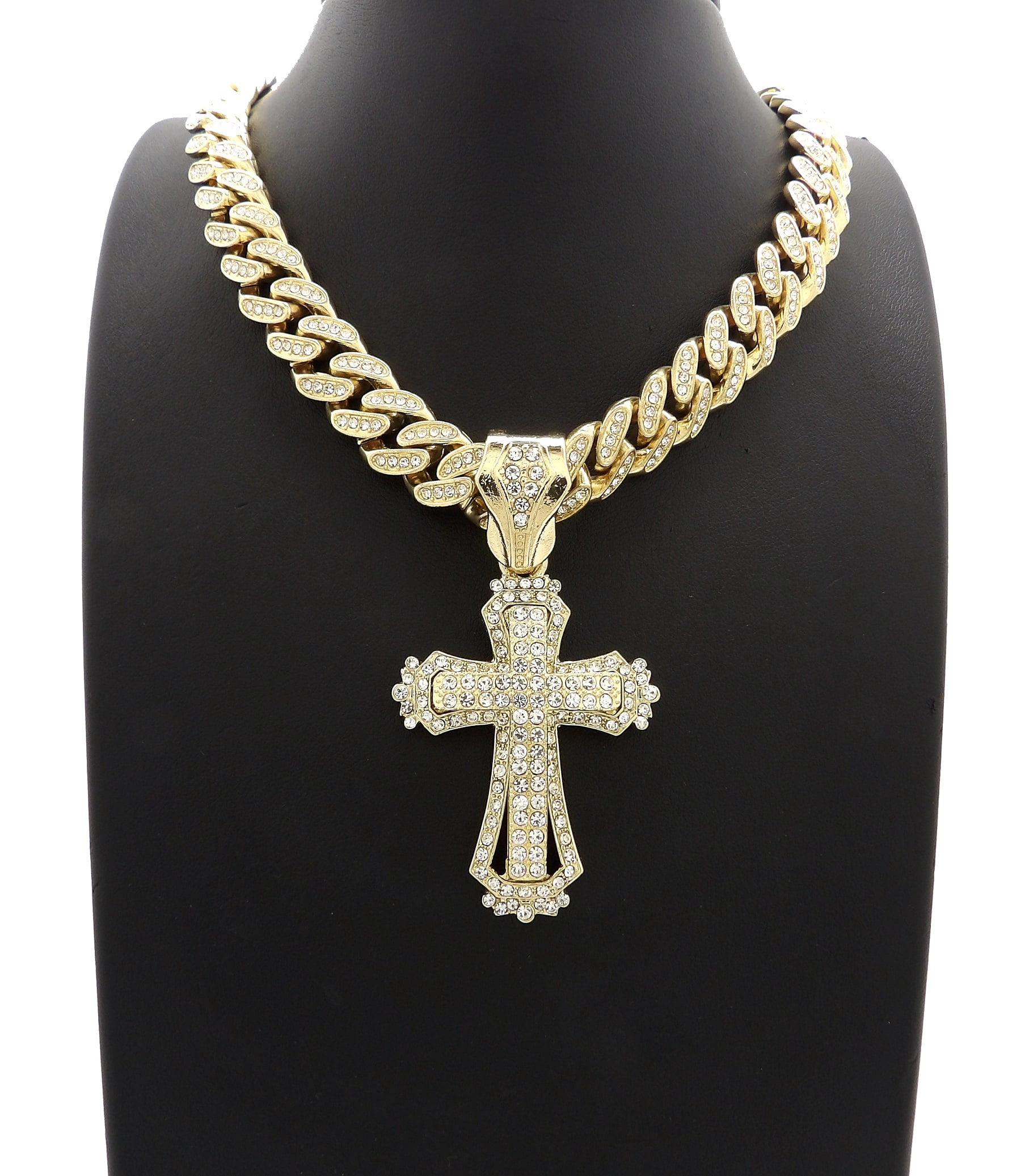 14K gold tone Catholic Cross Pendant 
