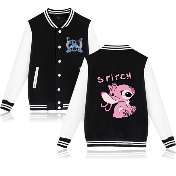90s Disney Hoodie Lilo Stitch Baseball Jacket Men Women Sweatshirt Kids Boys Girls Harajuku Jackets Streetwear College Coats Y2k120CM Gao Jinjia LED