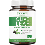 Healths Harmony Olive Leaf Extract Supplement (NON-GMO): 20% Oleuropein - 750mg - Vegetarian - Immune Support, Cardiovascular Health & Antioxidant Supplement - No Oil - 120 Capsules
