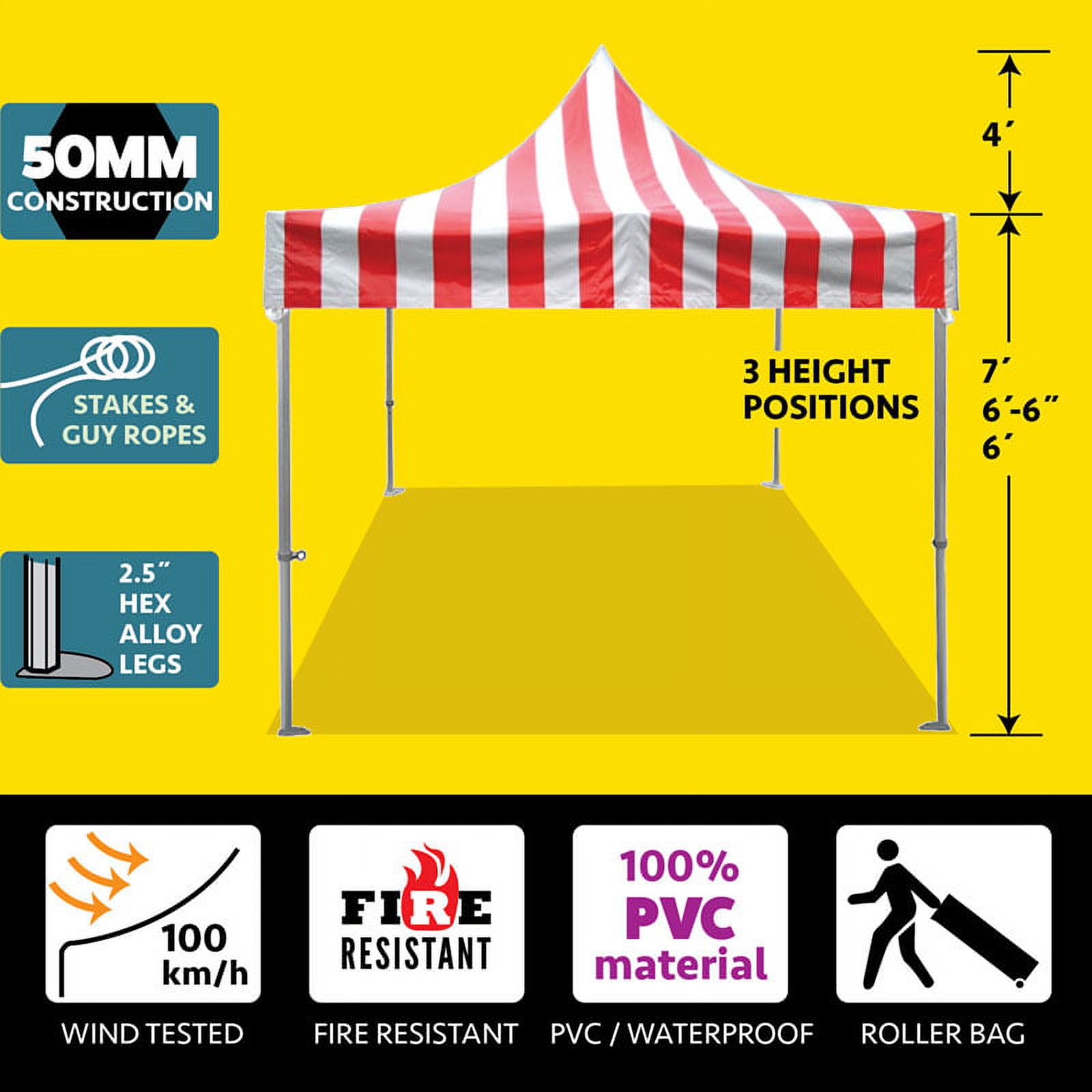TentandTable Instant Beach Outdoor Canopy Pop Up Tent, Red and White Striped, 10 ft x 10 ft - image 2 of 7