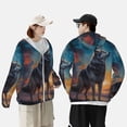 thumbnail image 3 of KLL Moonlit Night Sky Wolf Print Men's Women’s UPF 50+ Sun Protection Outdoor Hoodie Jacket Long Sleeve Fishing Hiking Performance Shirt-3X-Large, 3 of 6