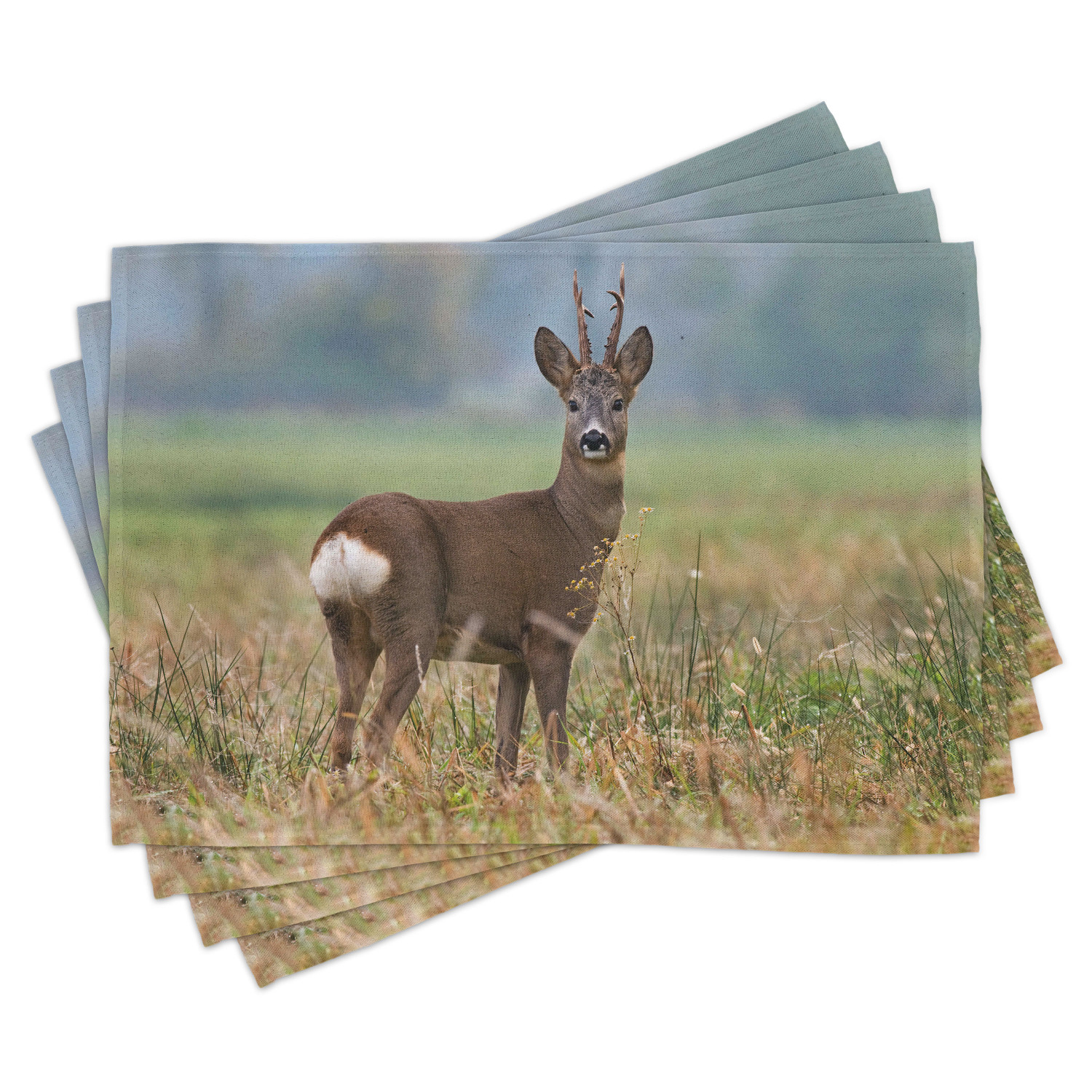 Hunting Placemats Set of 4 Roe Deer Male Capreolus Western European