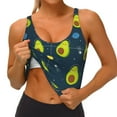 thumbnail image 3 of Uemuo Avocado in Space Pattern Women's Sports Bra - High Impact Support, Breathable, and Comfortable Athletic Bra for Running, Yoga, and Workouts, 3 of 9