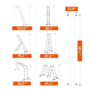 KFFKFF Versatile Collapsible Ladder, 7-Function High Extension Step Ladder, Dual Structure 4 Step Expanding Ladder, 15.5ft Maximum Elevation Robust Adjustable Ladder, 330 lbs Load Limit