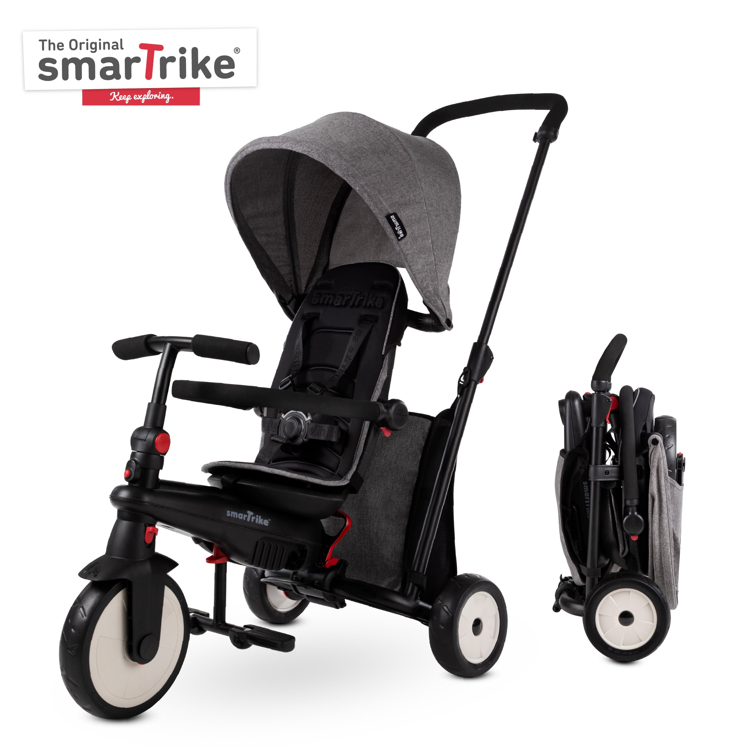 smarTrike STR3, 6-in-1 Folding Stroller Tricycle, 10M+ - Gray Melange -  Walmart.com